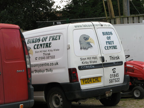 the van from the Birds of Prey Centre in Thirsk