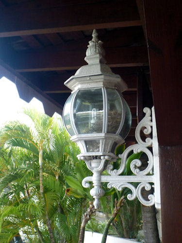 light fixture by the entrance to Captain Oliver's