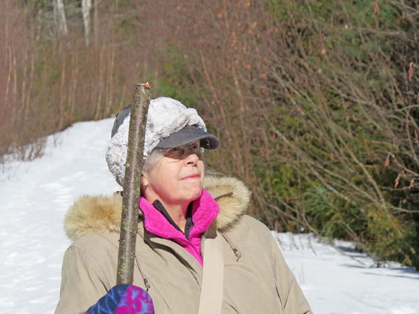 Judy prepared to hike into the woods